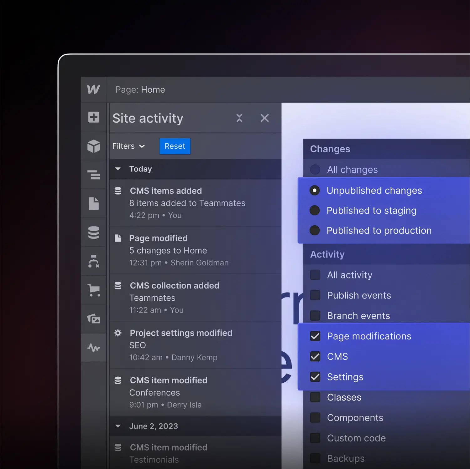 Site Activity logs for Content Editors