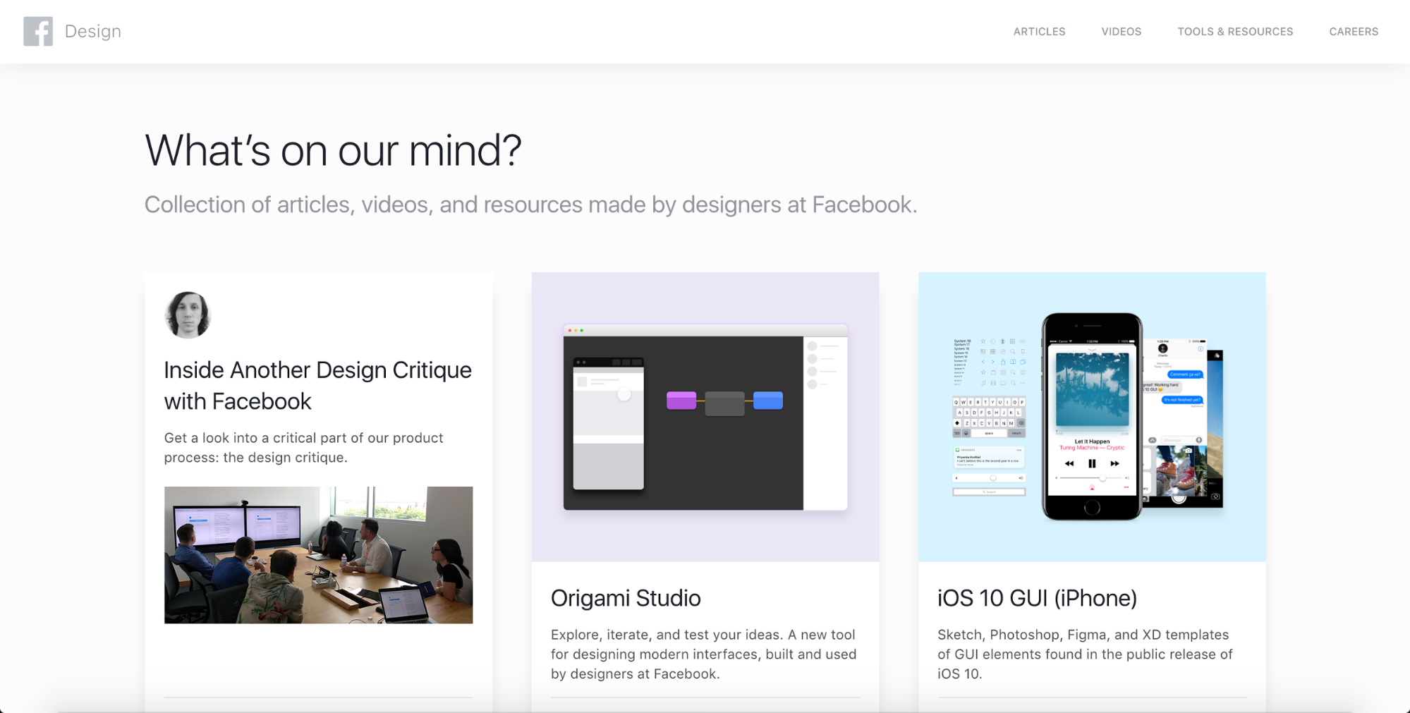 Facebook.design homepage