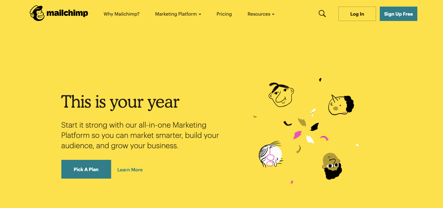 gif of mailchimp homepage