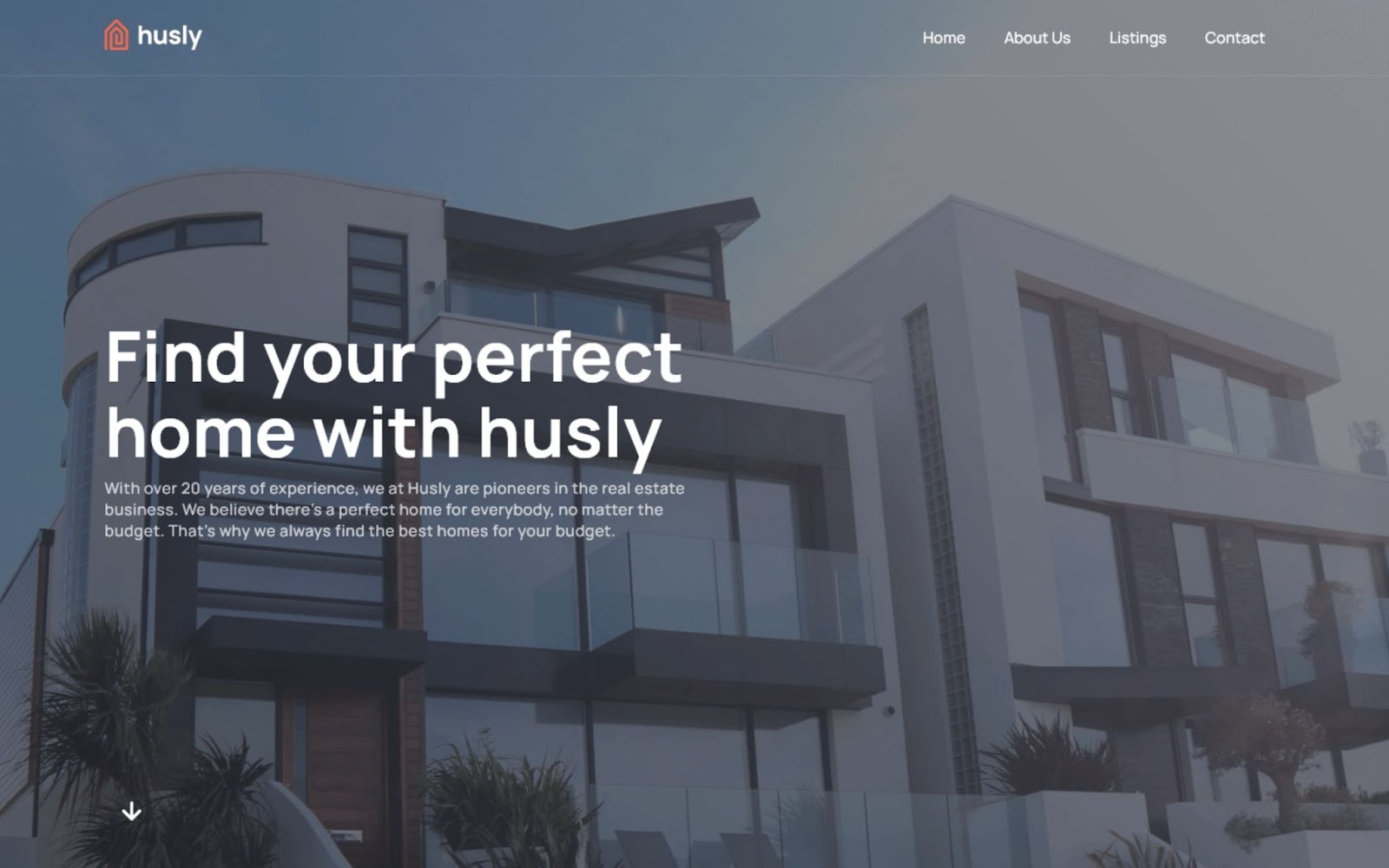 An image of the Husly real estate website template.