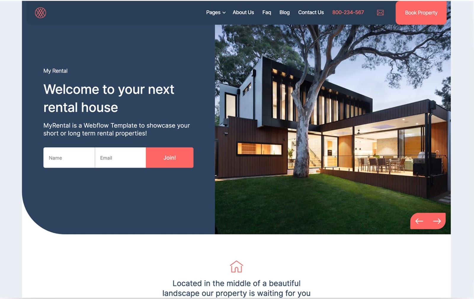 An image of the MyRental real estate template.