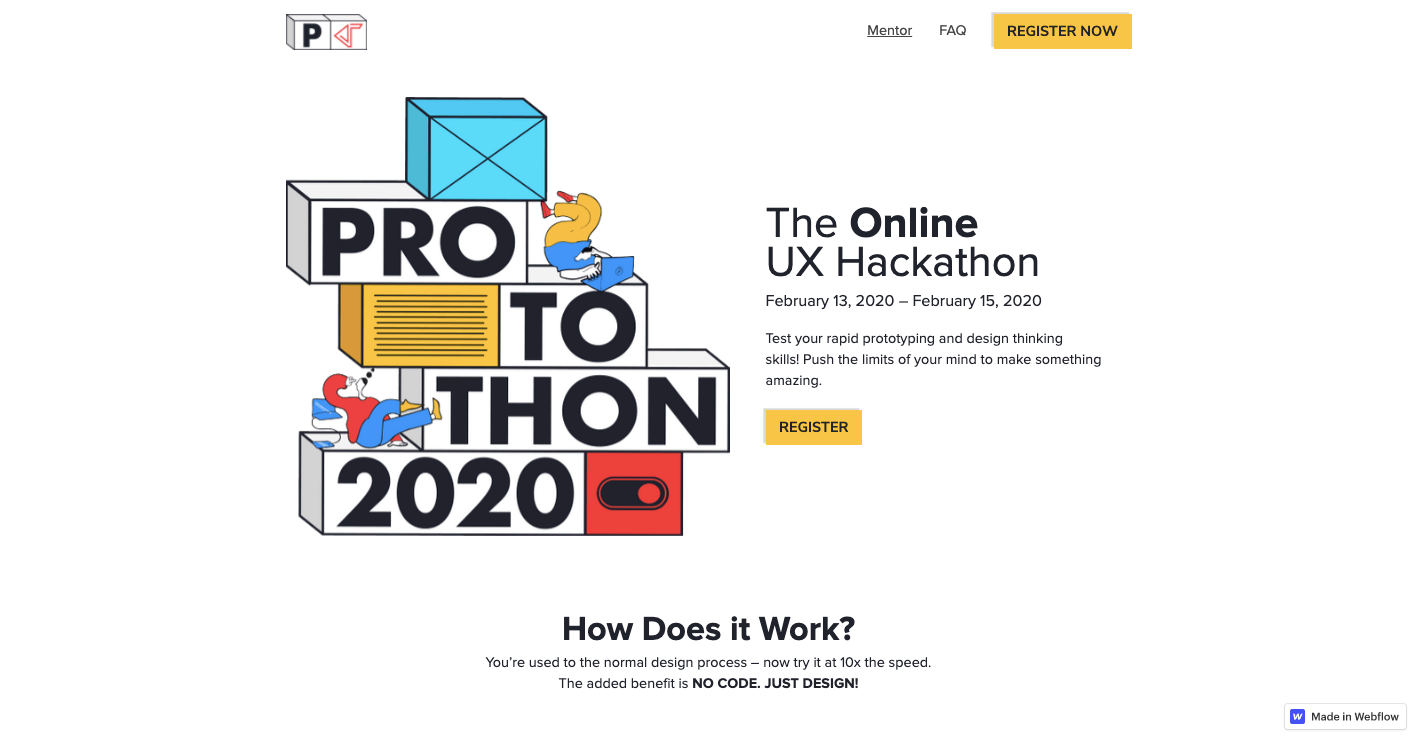 protothon webflow website