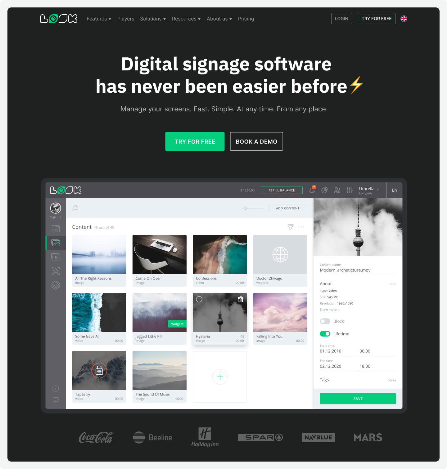 An image of Look Digital Signage's site.