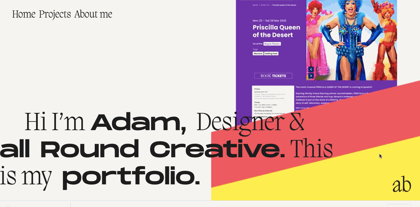 gif of Adam's website