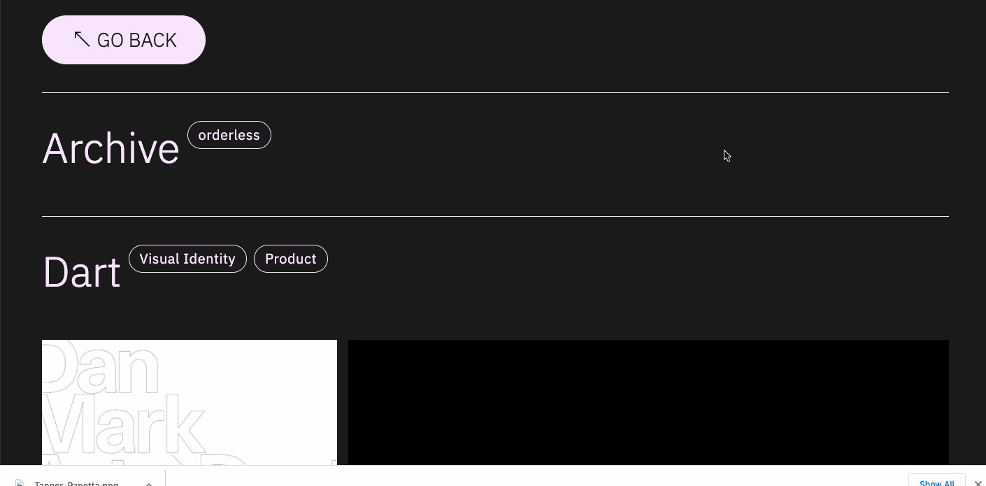 gif of tanner's website
