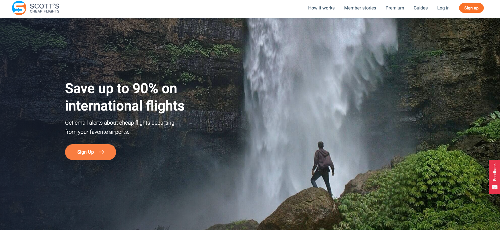 Scott's Cheap Flights homepage. 