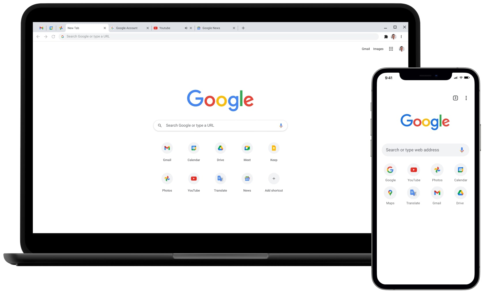 Google Chrome shown on a laptop and smartphone