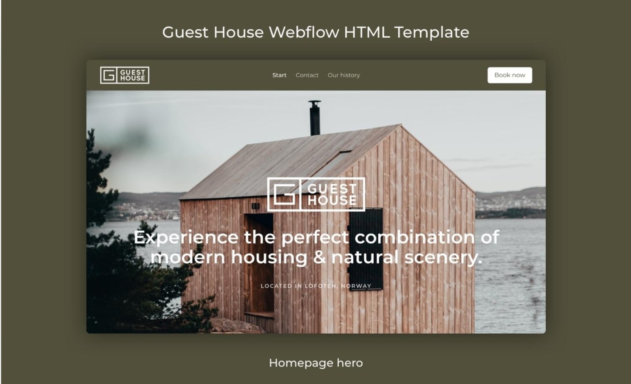 An image of the Guest House Webflow template.