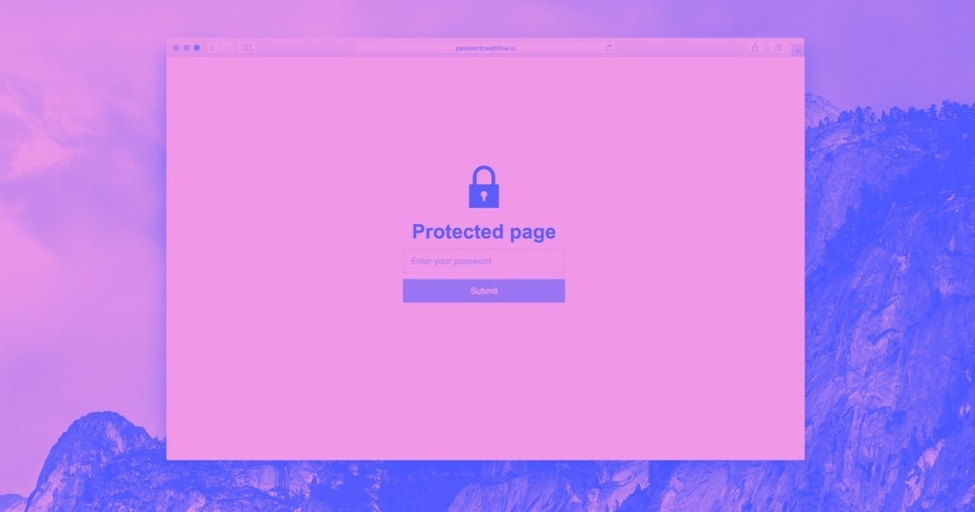An image of a protected page on a Mac computer. The image is filtered with a purple-pink wash.