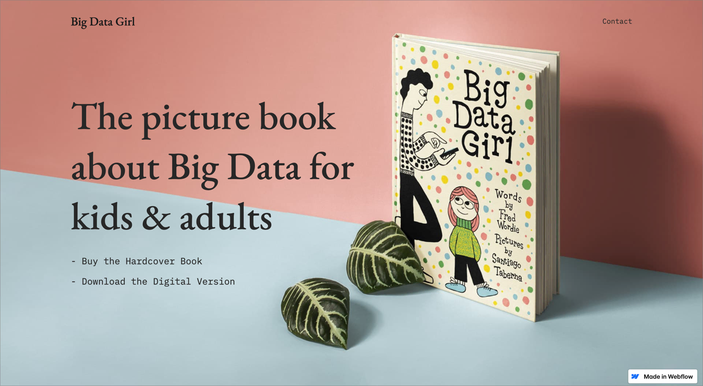 Screenshot of Big Data Girl website which uses Garamond font