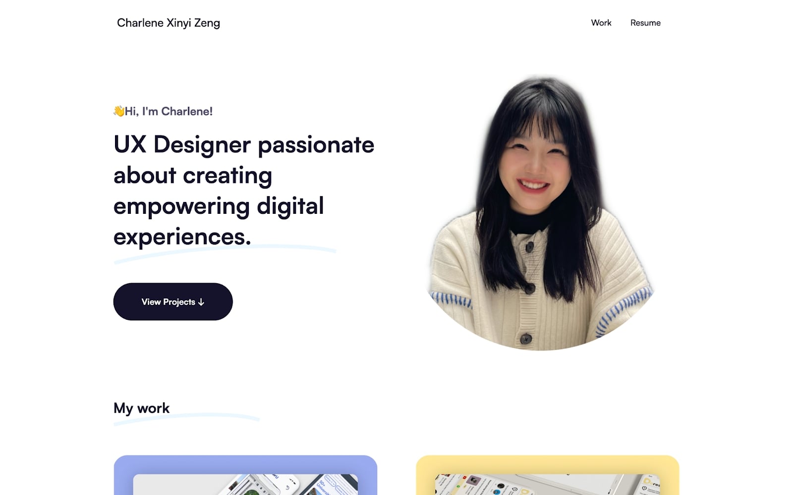 An image of Charlene Xinyi Zeng's portfolio.