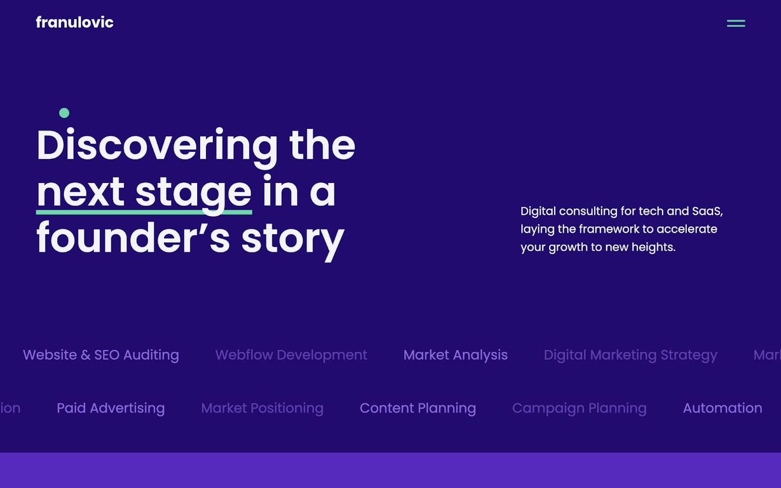 An image of Marino Franulovic's portfolio website homepage.