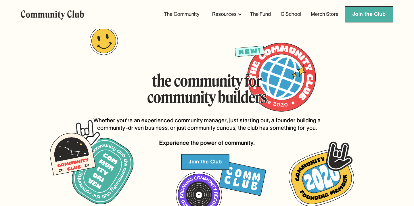 homepage for community club.