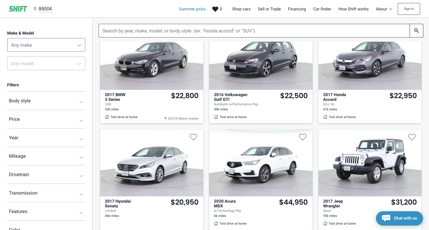 shift results page