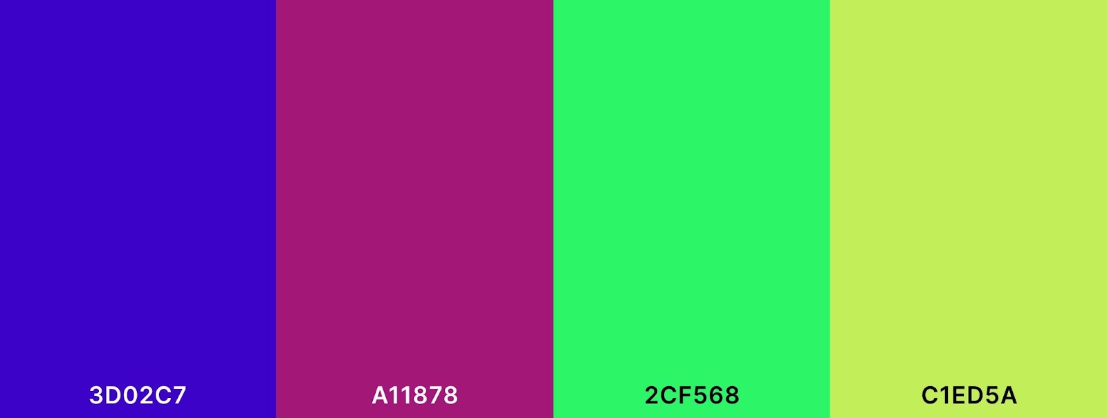 Tetradic color scheme including medium blue, red-purple, spring green, and yellow-green.