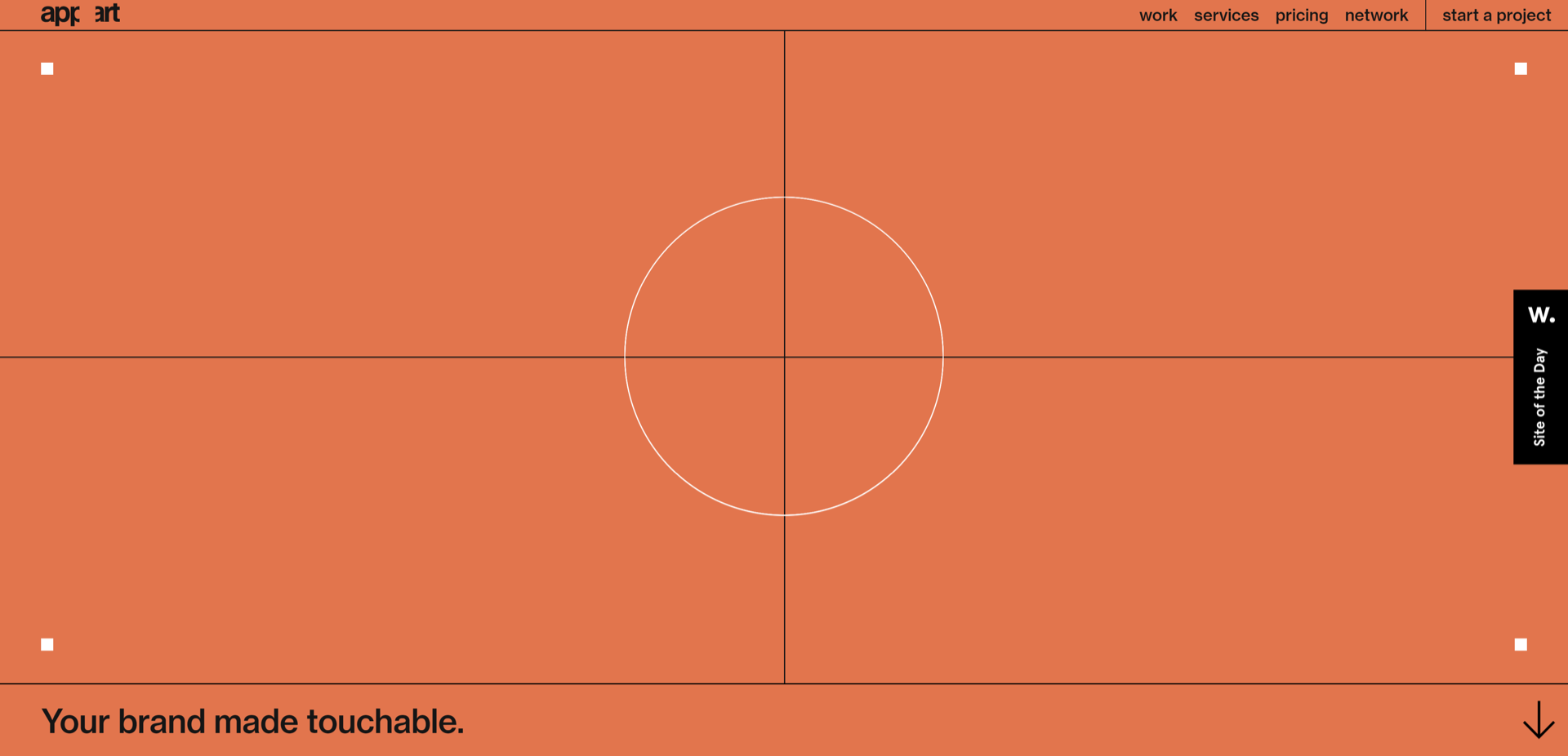A screenshot of Appart Agency’s website, featuring a black, white, and orange design.