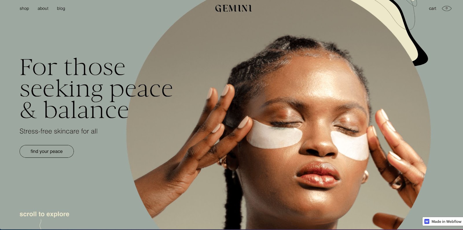 An image of the Gemini Skincare website homepage.
