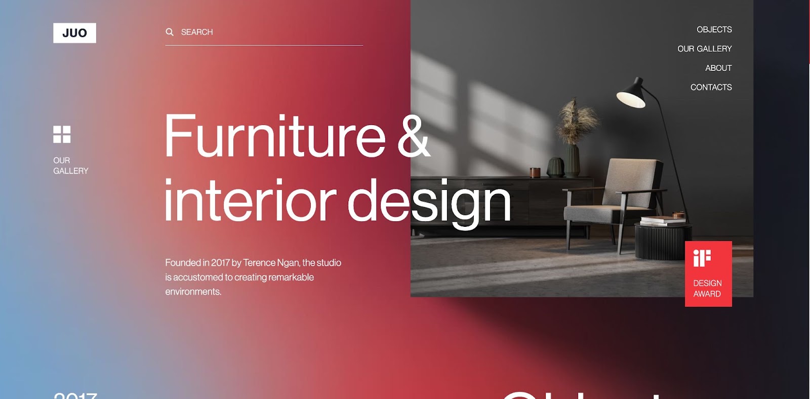 An image of the JUO website homepage by Halo Lab.