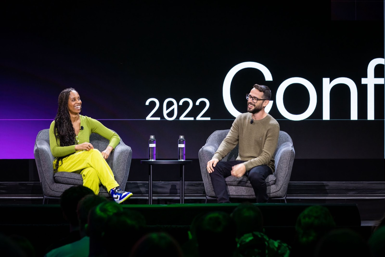 Jara Montez, Senior Product Community Educator at Webflow, in conversation on the Main Stage with Ran Segall, CEO of Flux Academy.