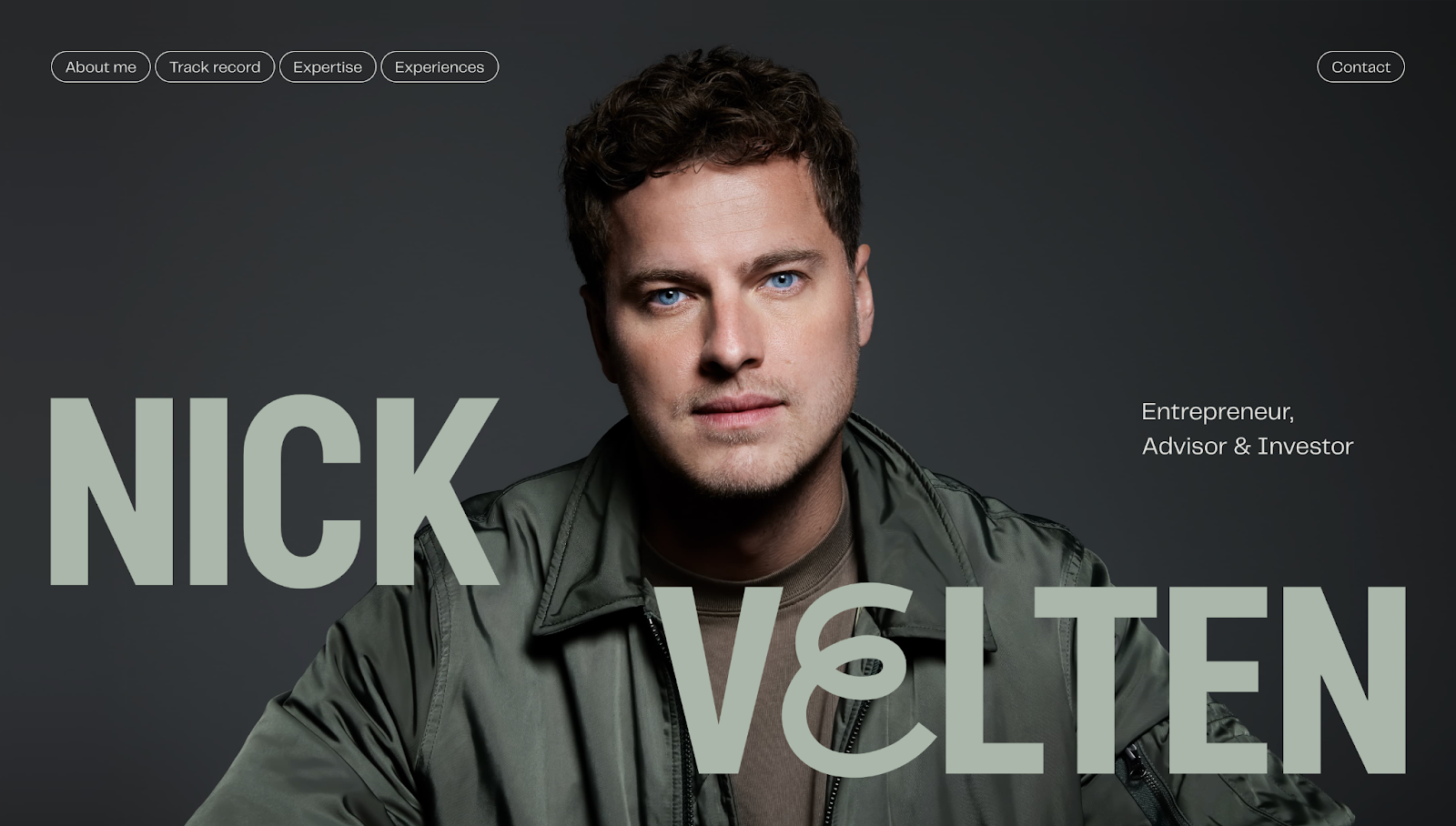 Nick Velten’s portfolio showcases a high-resolution self-portrait front and center with the text “NICK VELTEN” in creative typography.