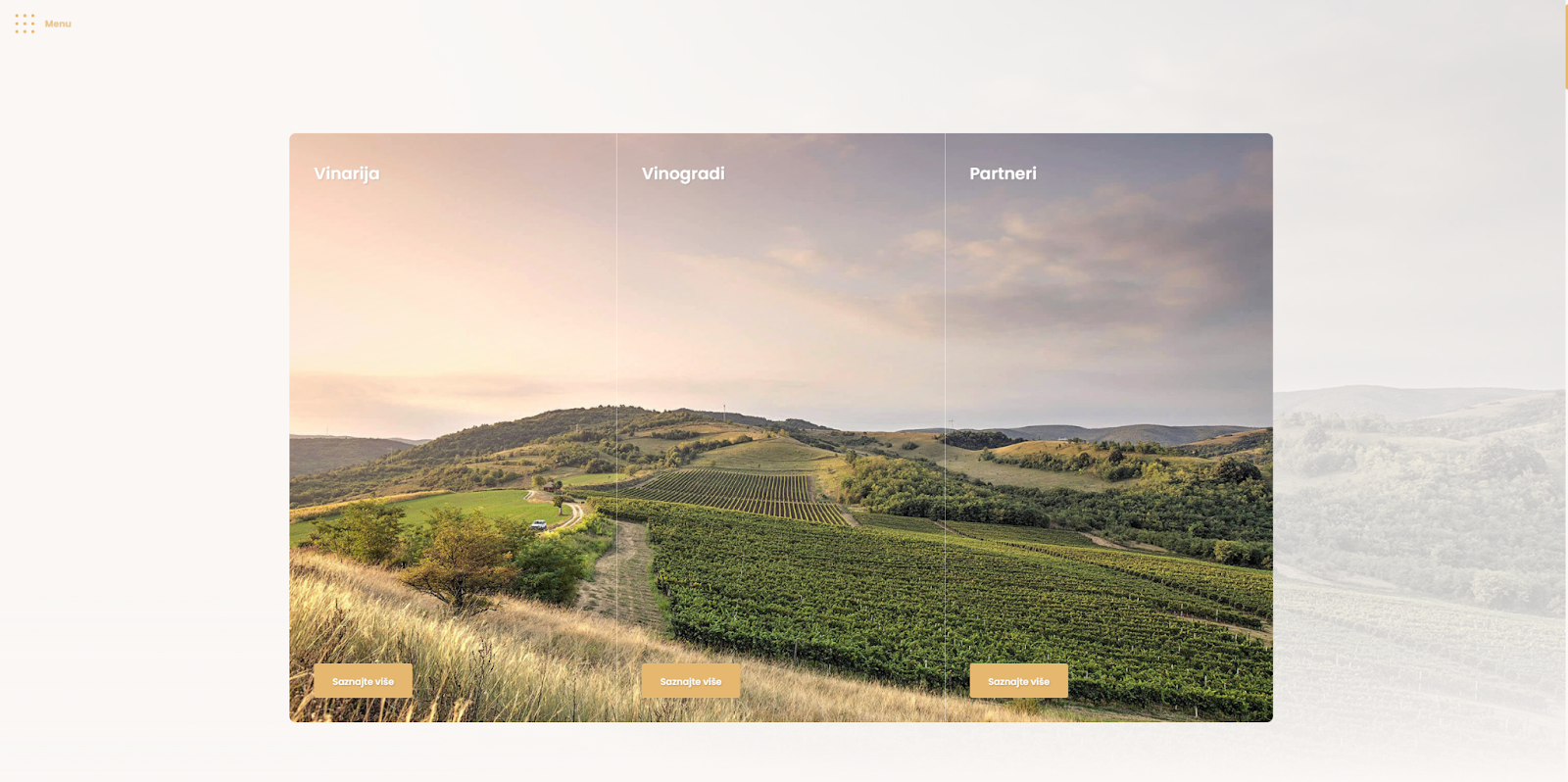 The Bikicki Wine homepage features an image of a picturesque mountainside.