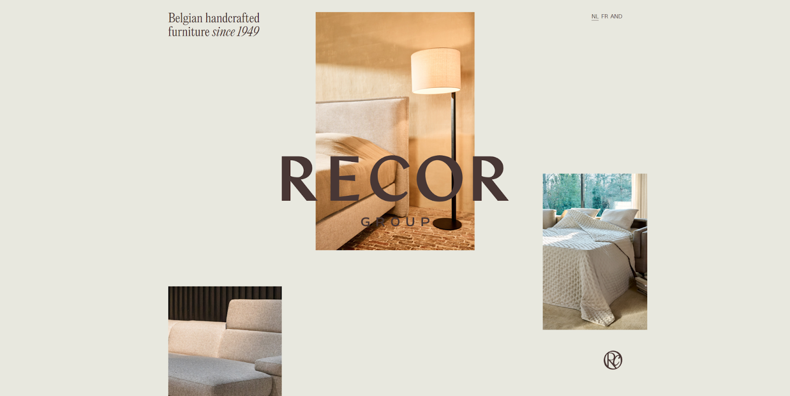 The Recor Group homepage shows a few images of their past work beneath their brand name.