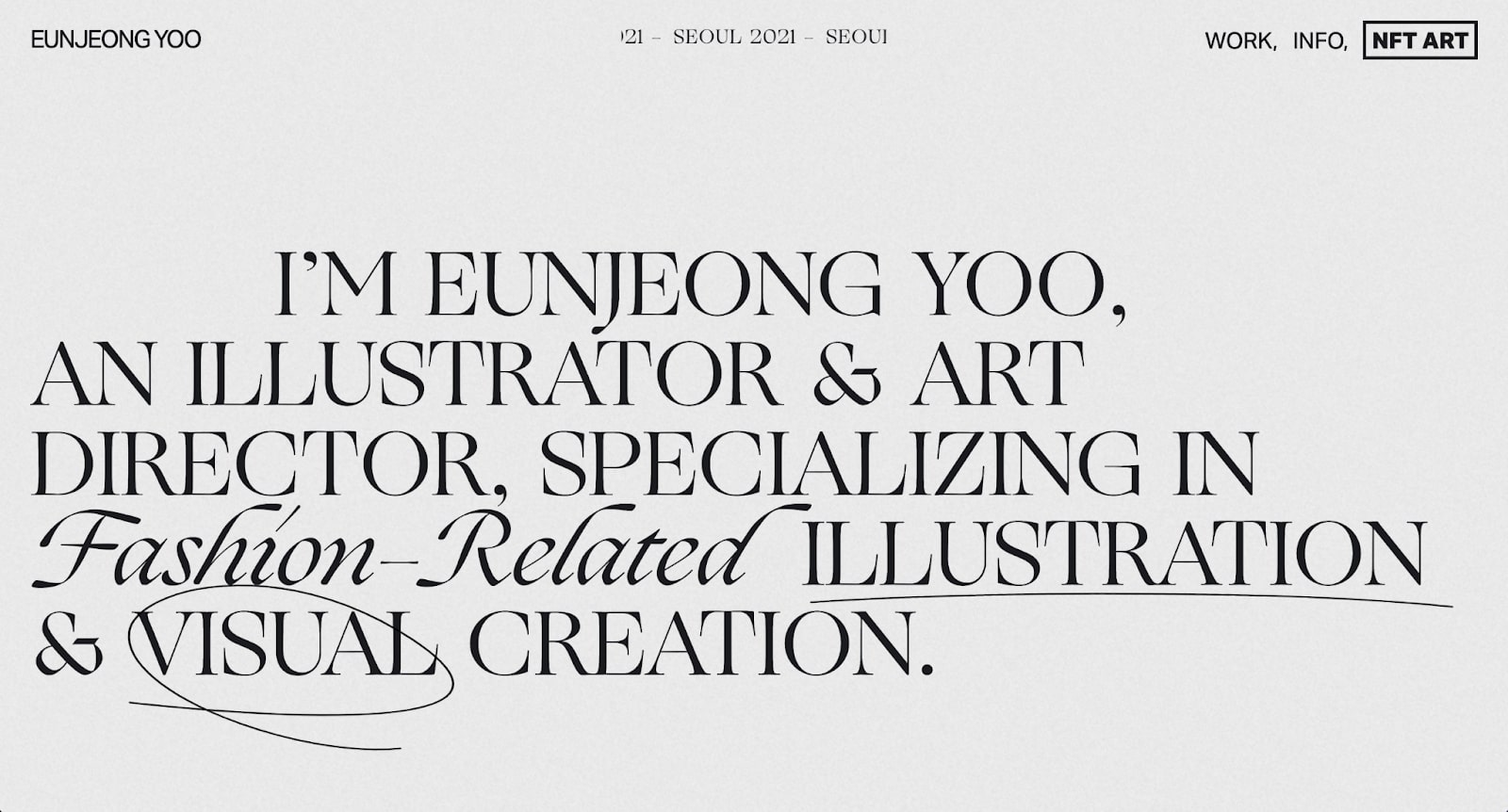 An image of Eun Jeong Yoo's home page.