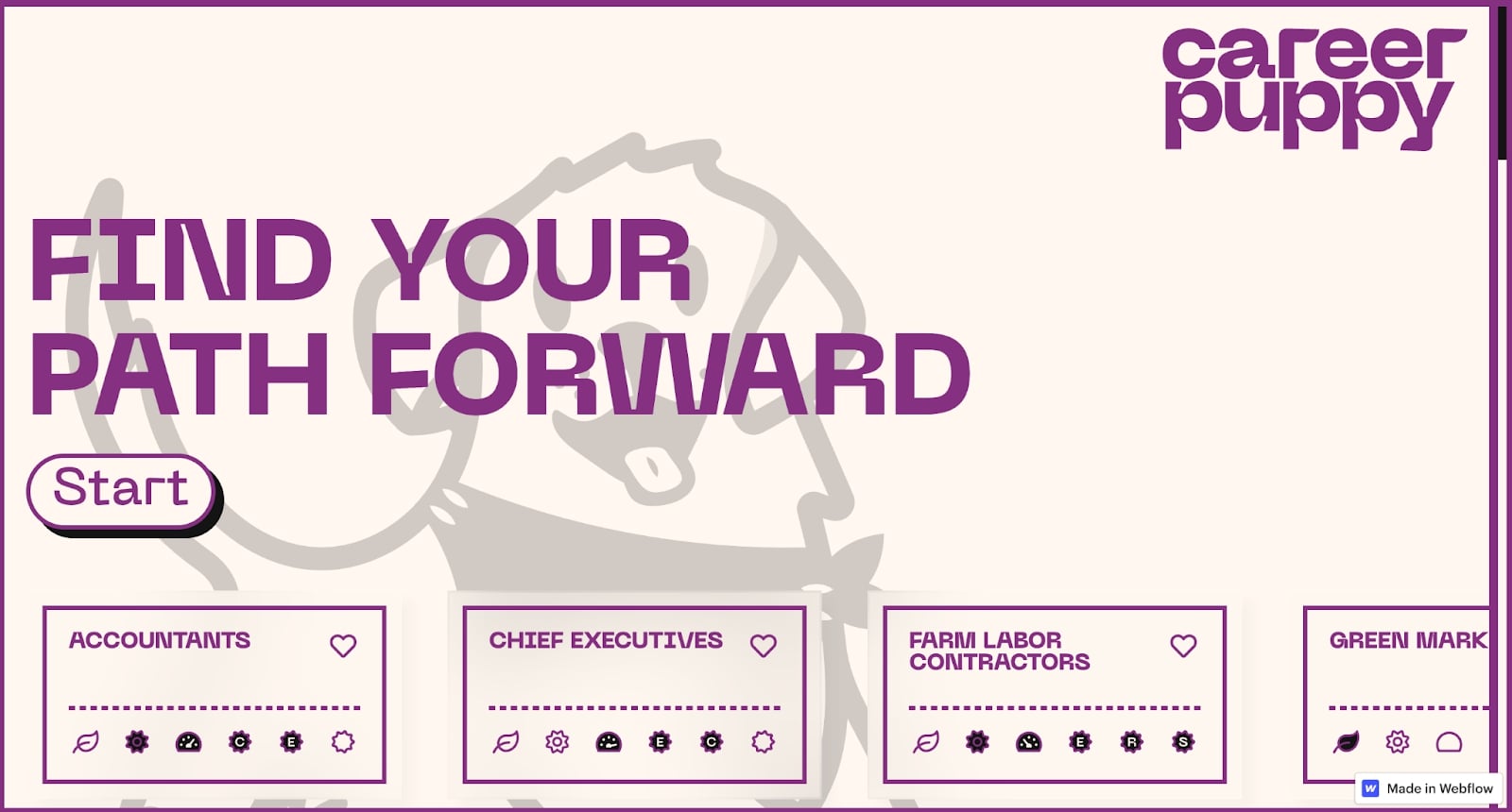 An image of Career Puppy's home page.