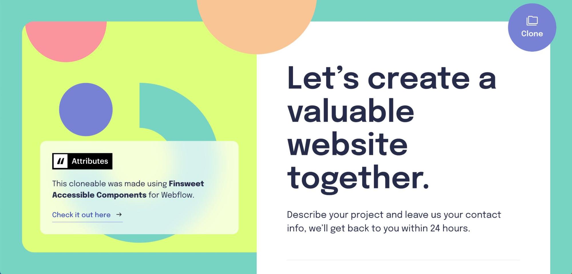 Finsweet Project Quote Accessible Form homepage
