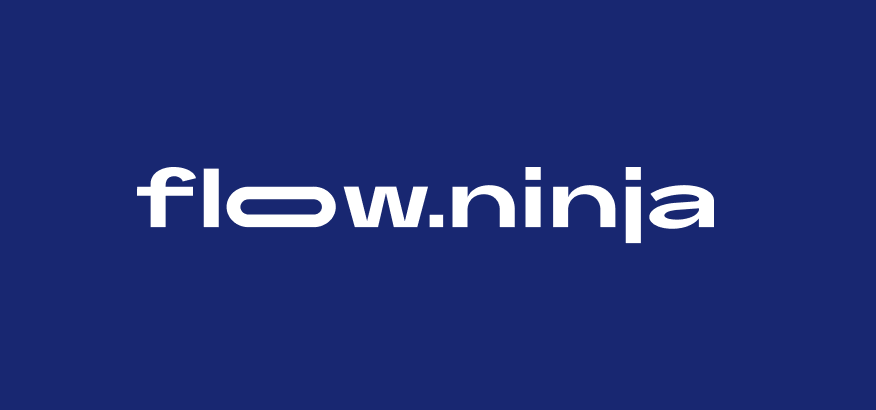 Flow Ninja's logo in white text on a blue background.