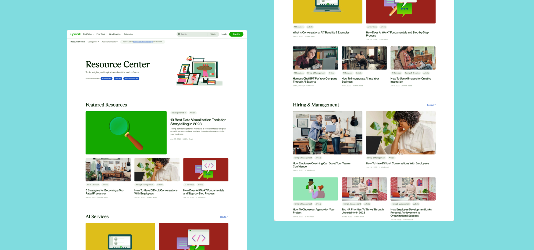Screenshot of the Resource Center page Flow Ninja built for Upwork