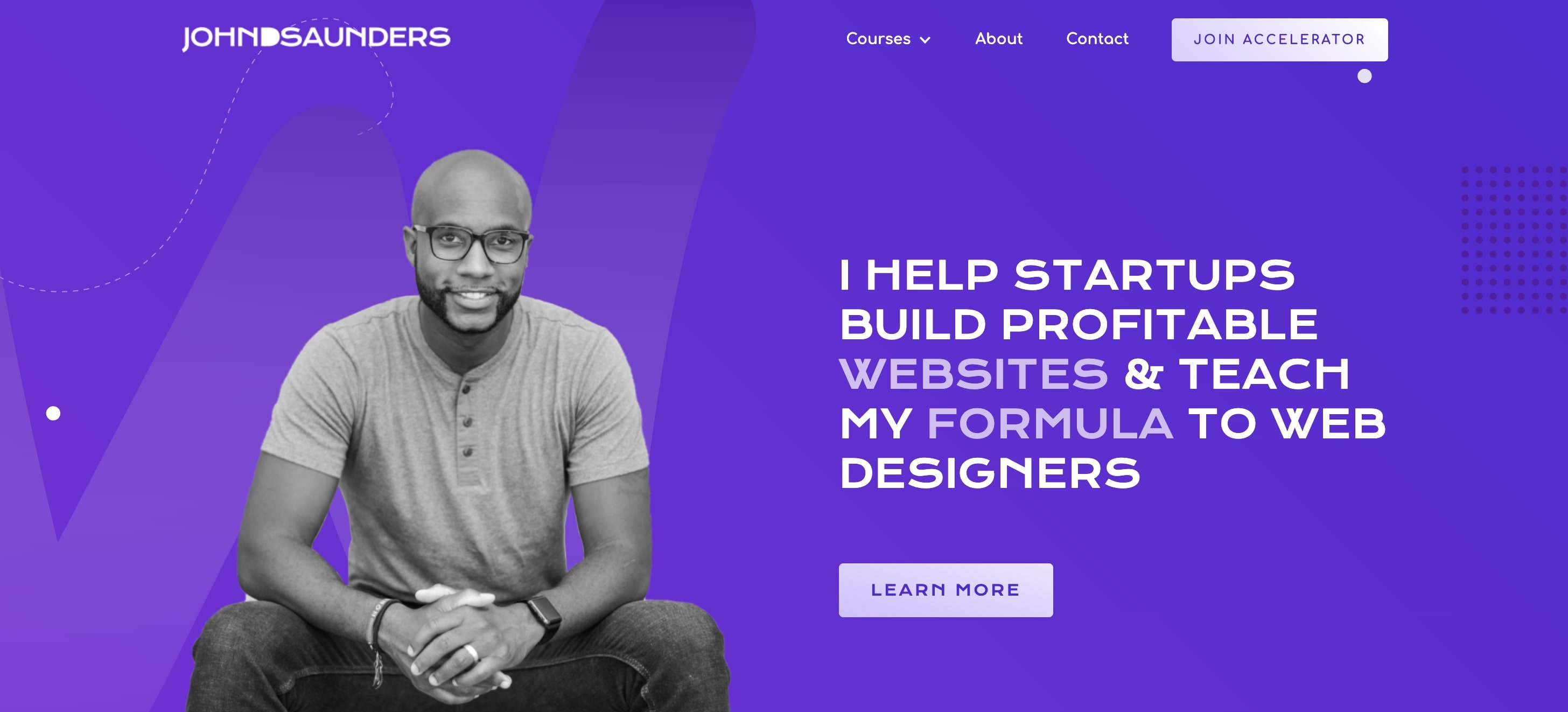 An image of John's home page.