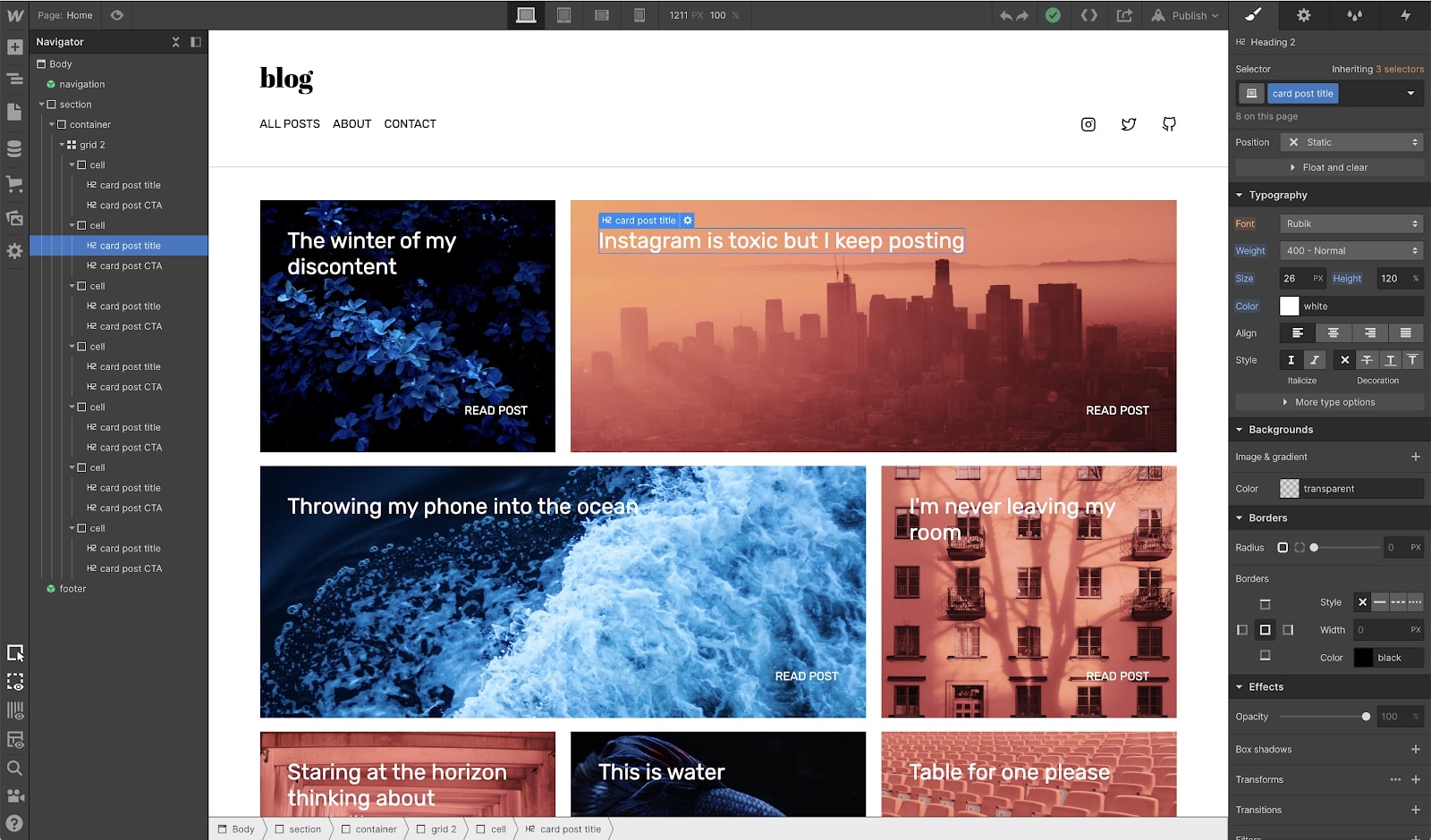 webfow's designer UI