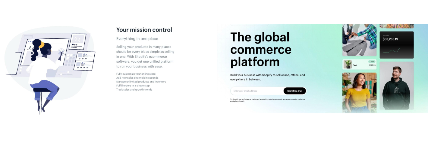 An image of Shopify's old brand image and new brand image side-by-side.