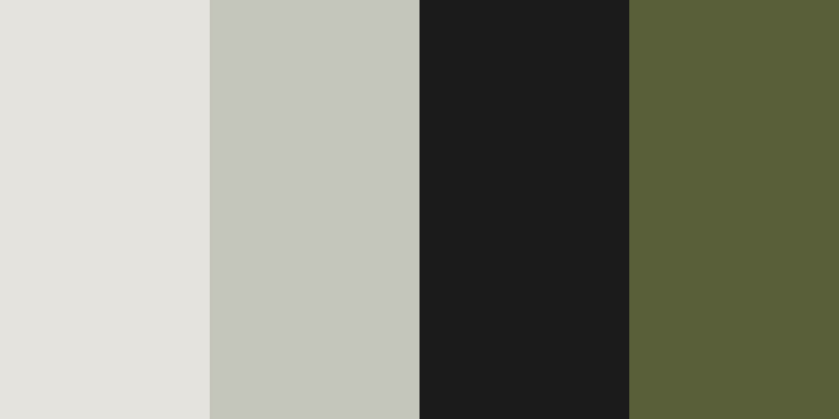 An image of the refined elegance palette. It features the colors ethereal ivory, sophisticated sage, timeless noir, muted moss.