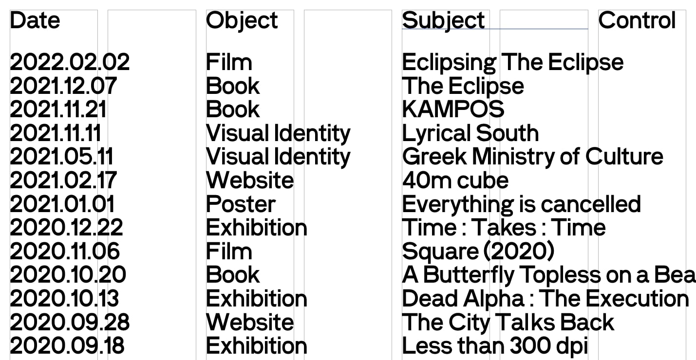 An image of Typical Organization's website. It features three columns with a white background and black font.