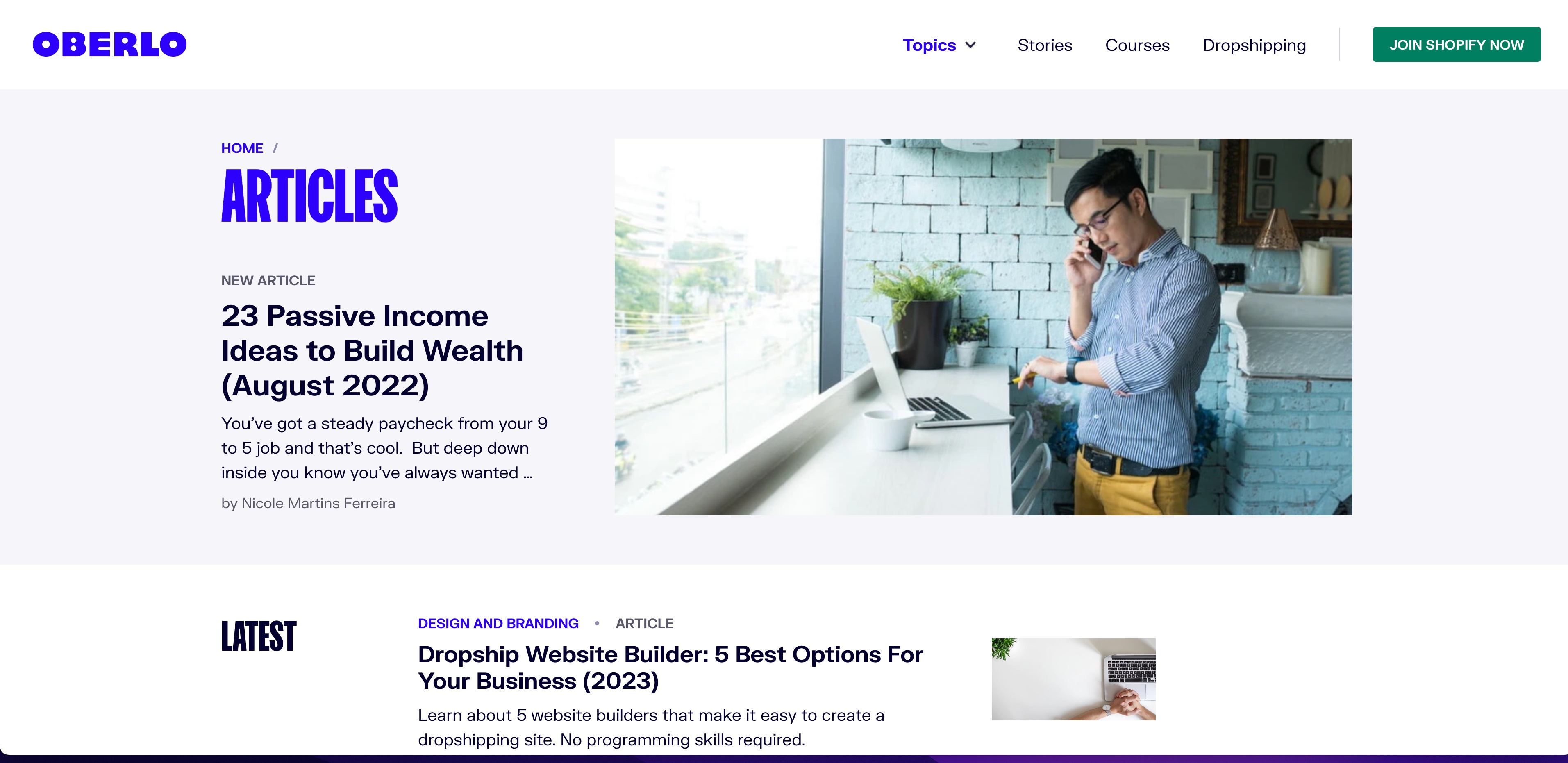 Oberlo homepage