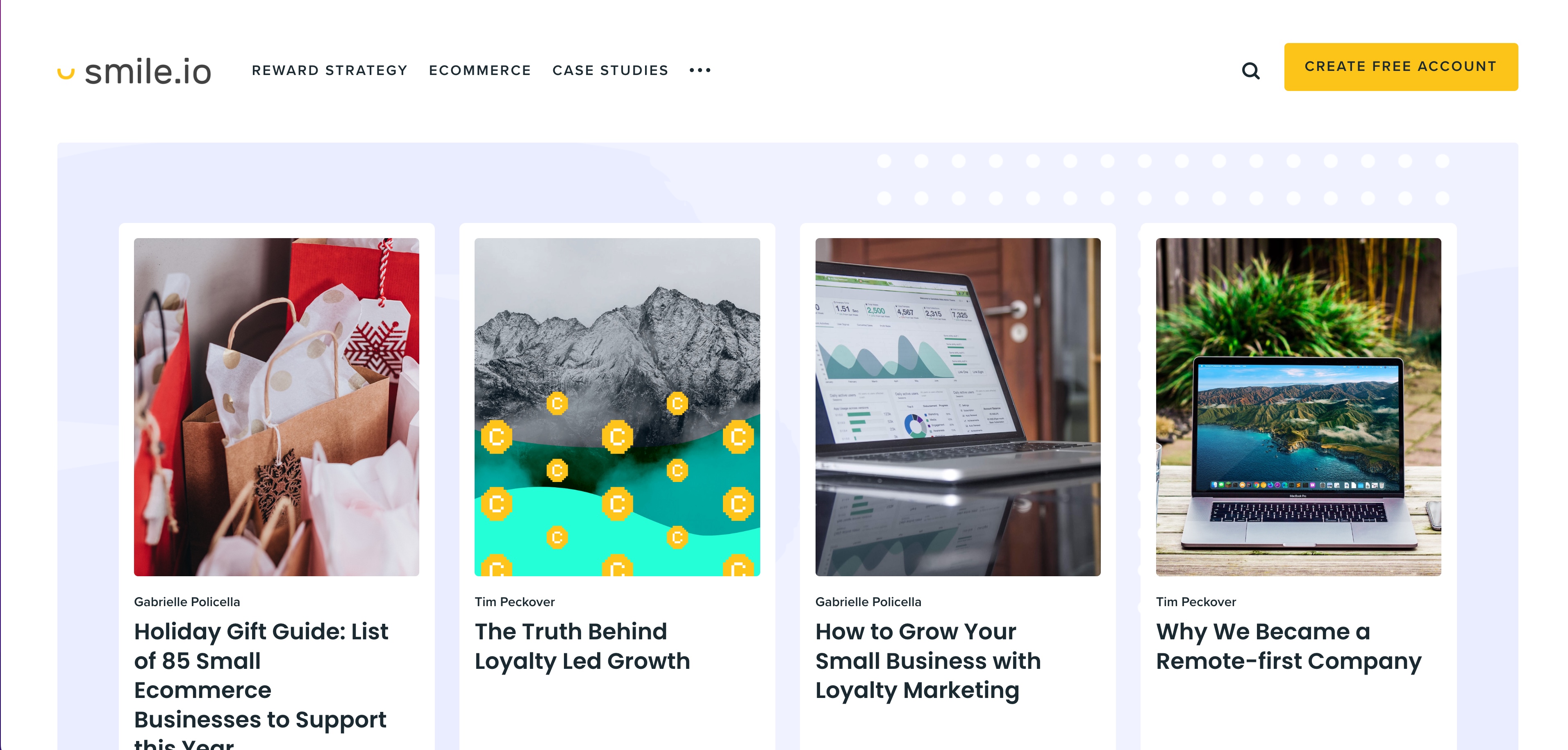 Smile.io blog homepage