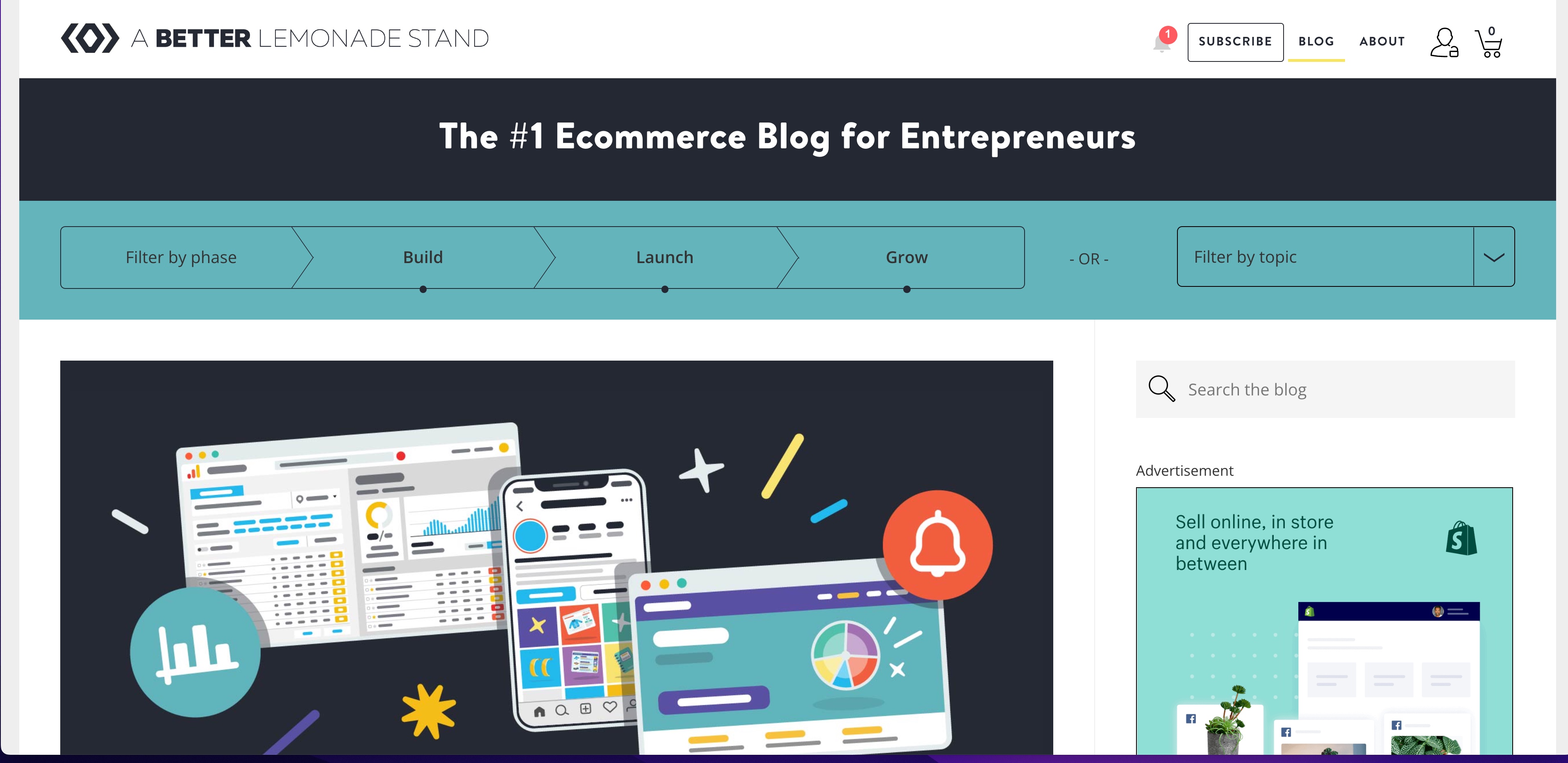 A Better Lemonade Stand blog homepage