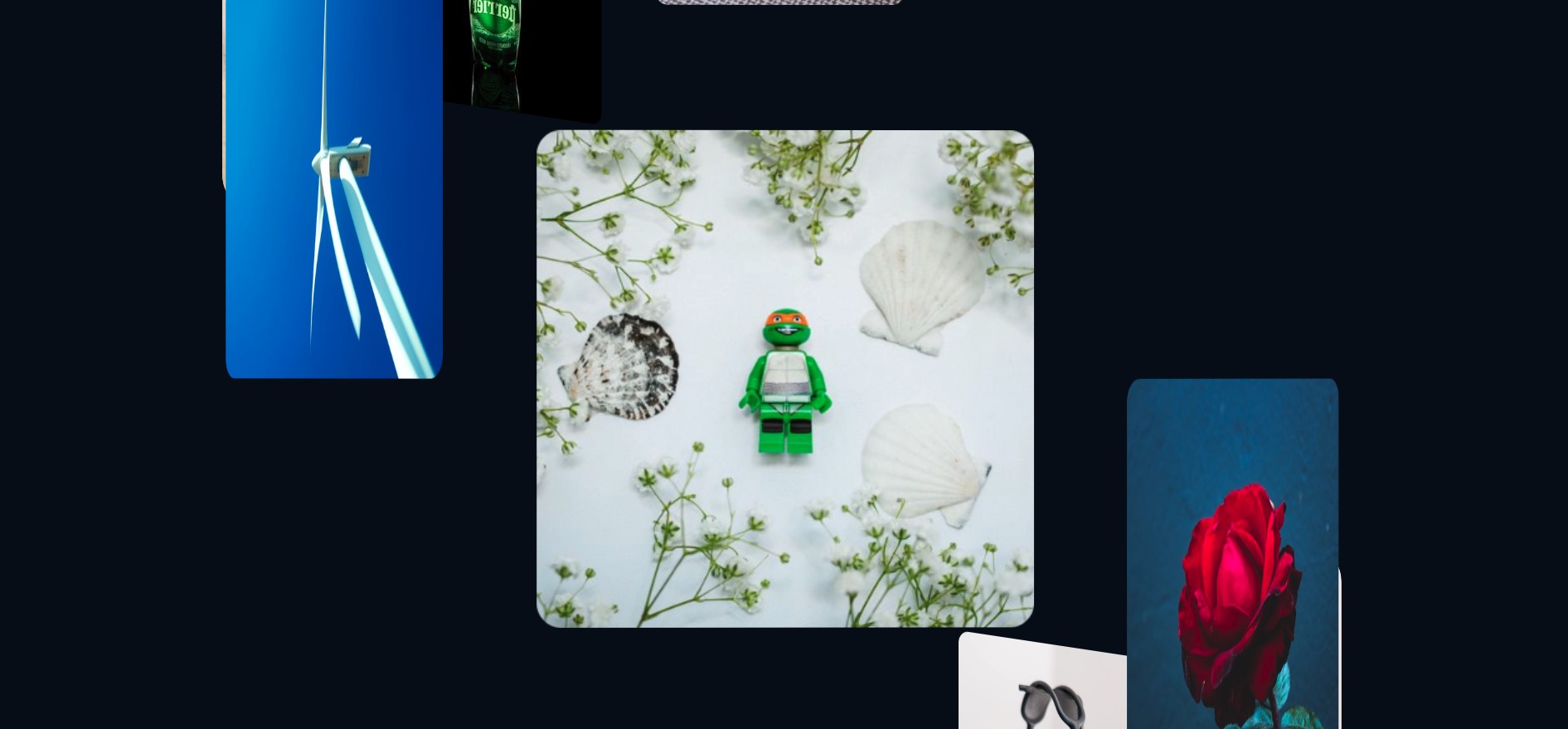 Still of an animated photo carousel moving in a 3D spiral