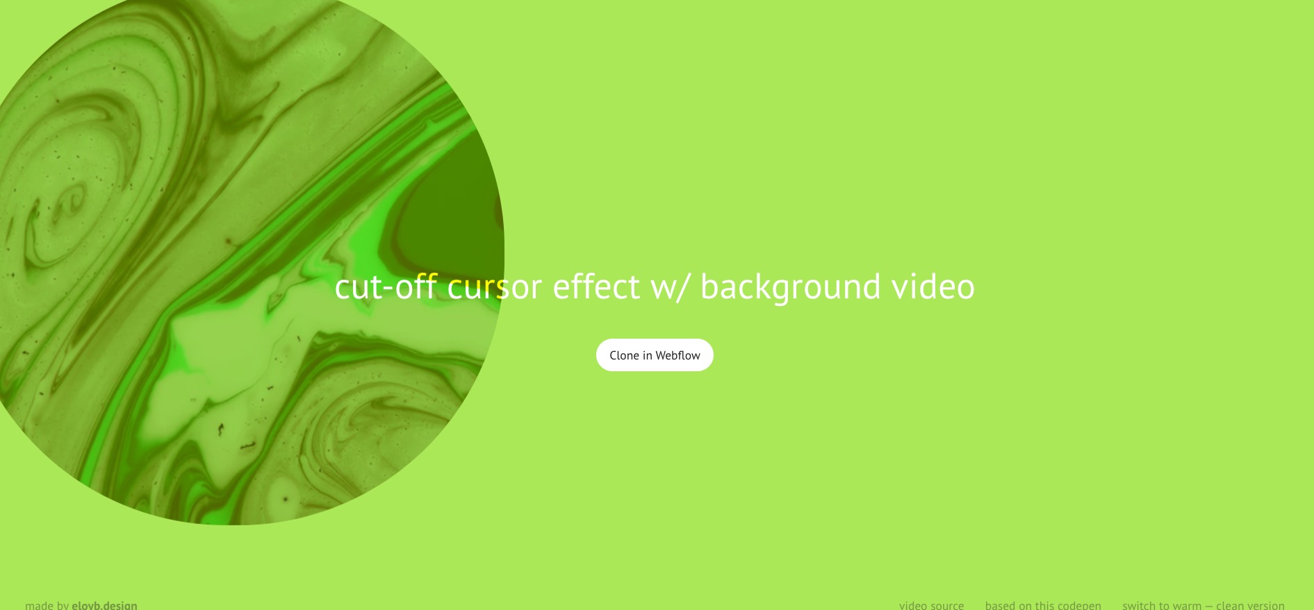 Neon green background with large circle showing marbled shades of green