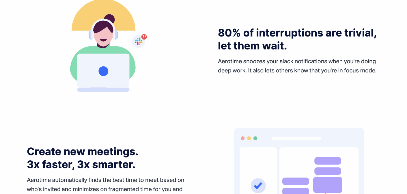 A gif of the Aerotime website's animations. This page showcases Aerotime's value propositions.