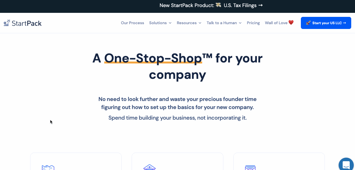 A gif showcasing the StartPack website.