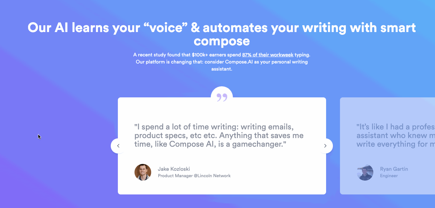 A gif showcasing the Compose AI website.