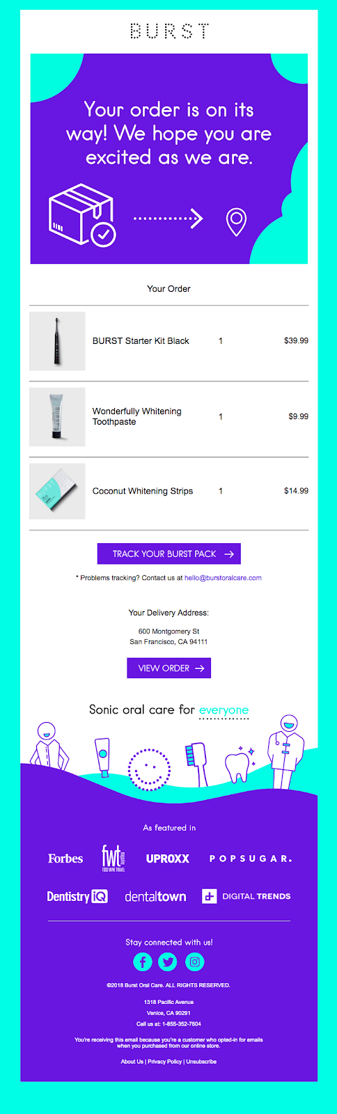 Burst email confirmation