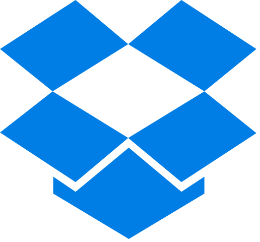 The Dropbox logo, which is a blue box with its top open.