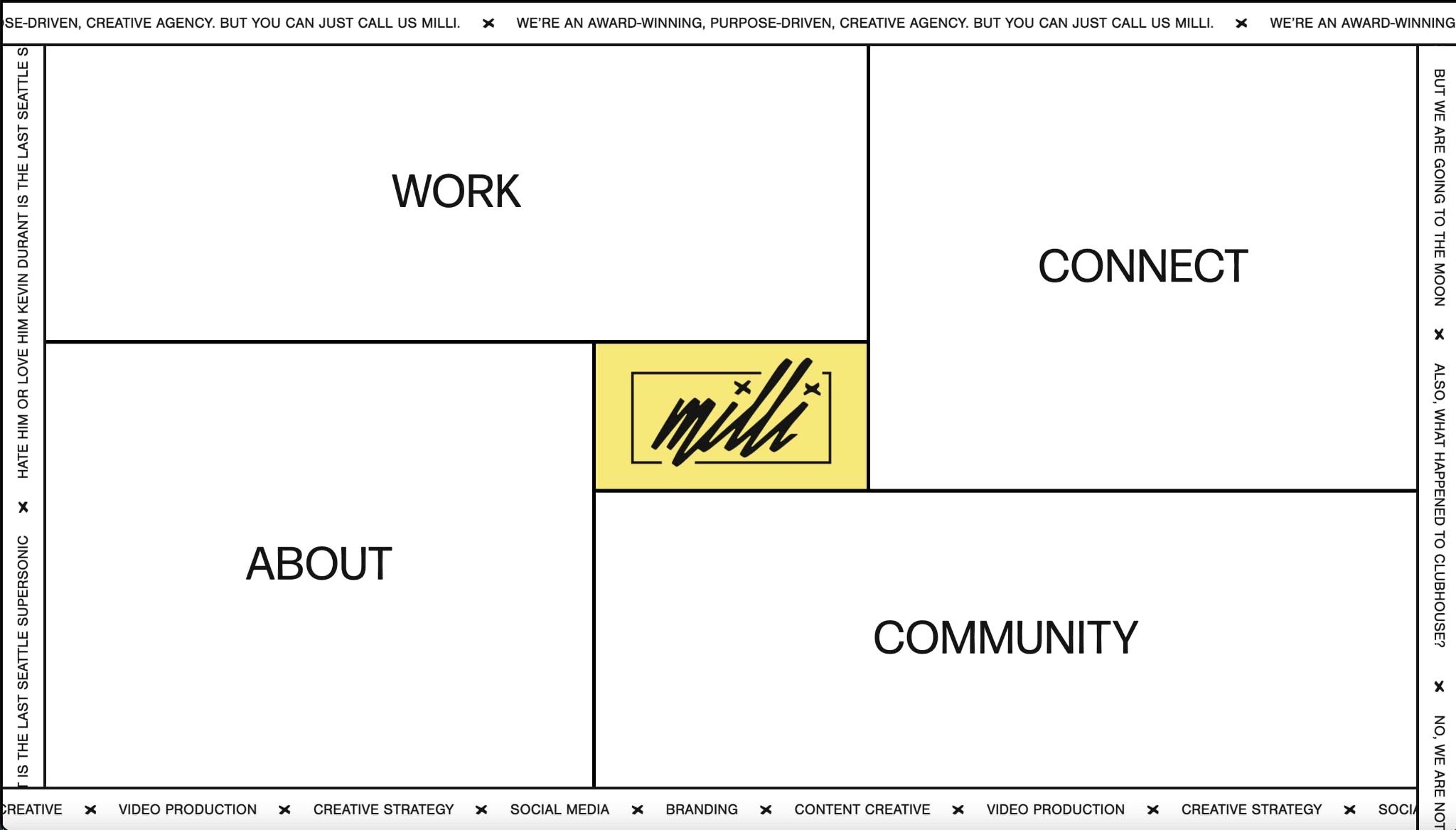 An image of the Milli Agency website.