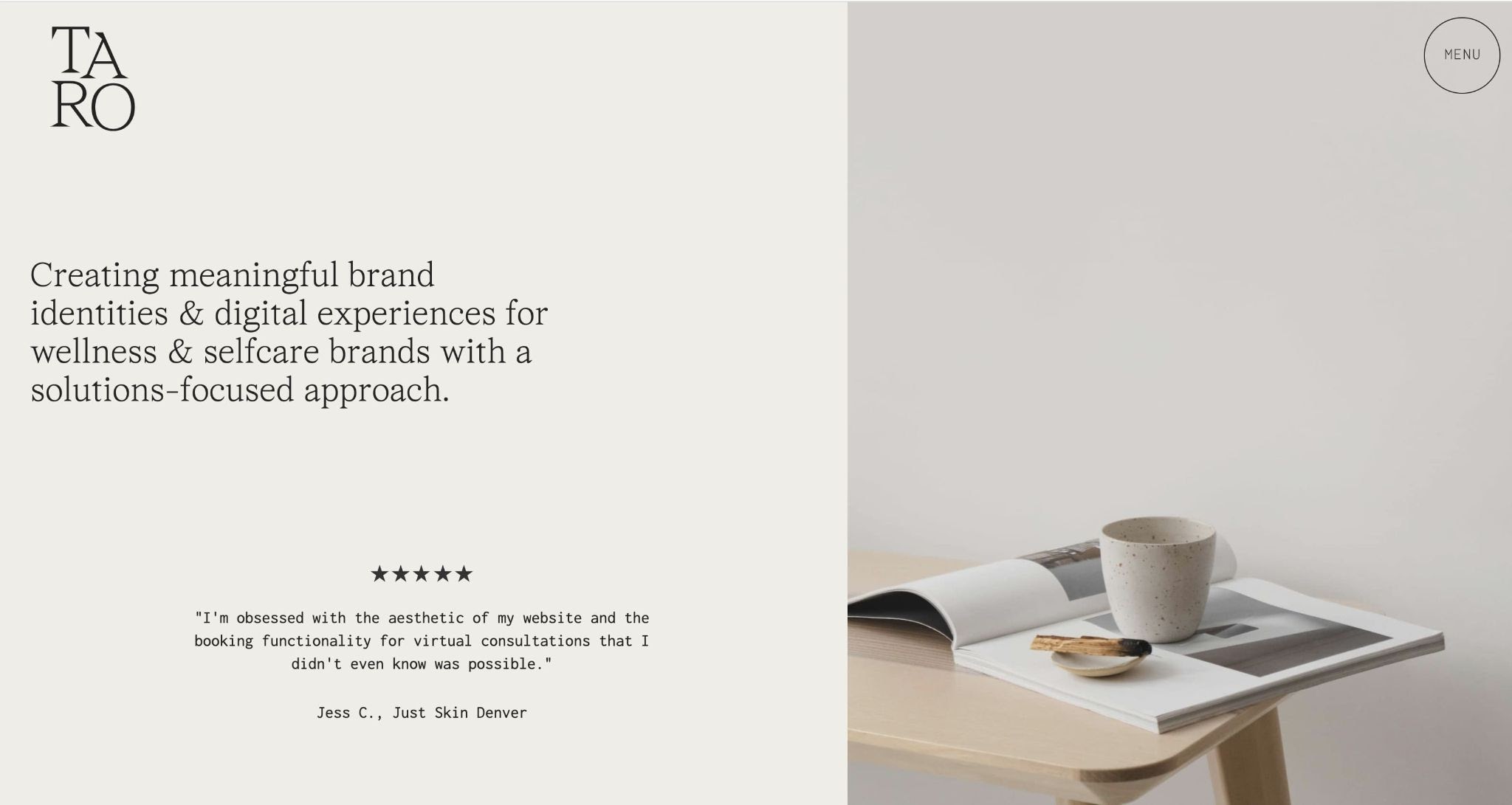 An image of the Taro Design Co. website