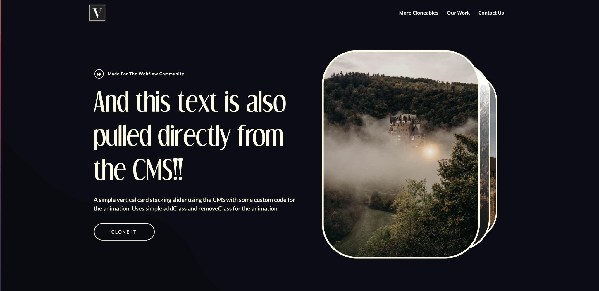 An image of the Stacked CMS slider cloneable template.