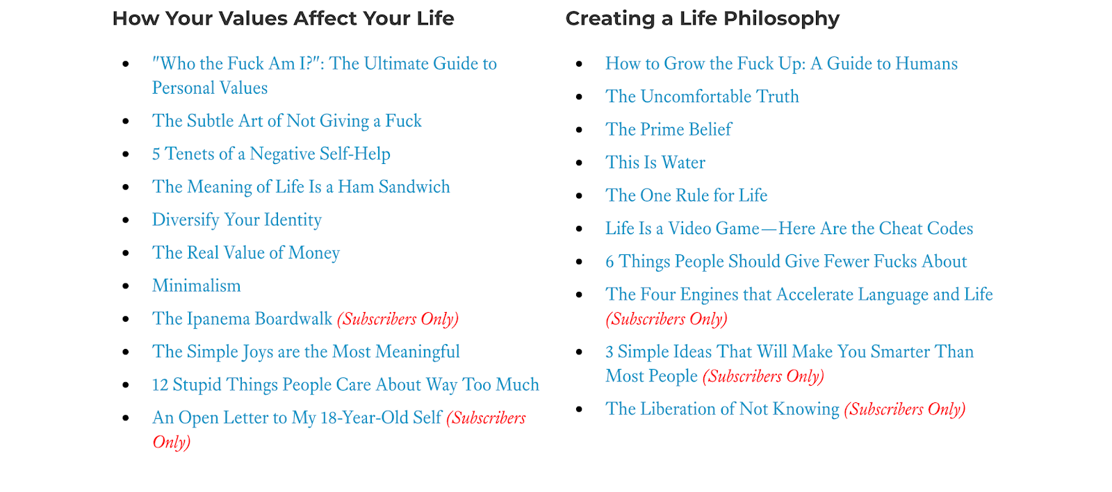 mark manson's content